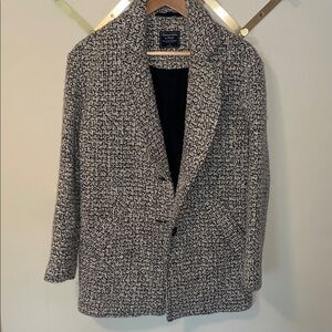 Abercrombie & Fitch Black and White Wool Coat